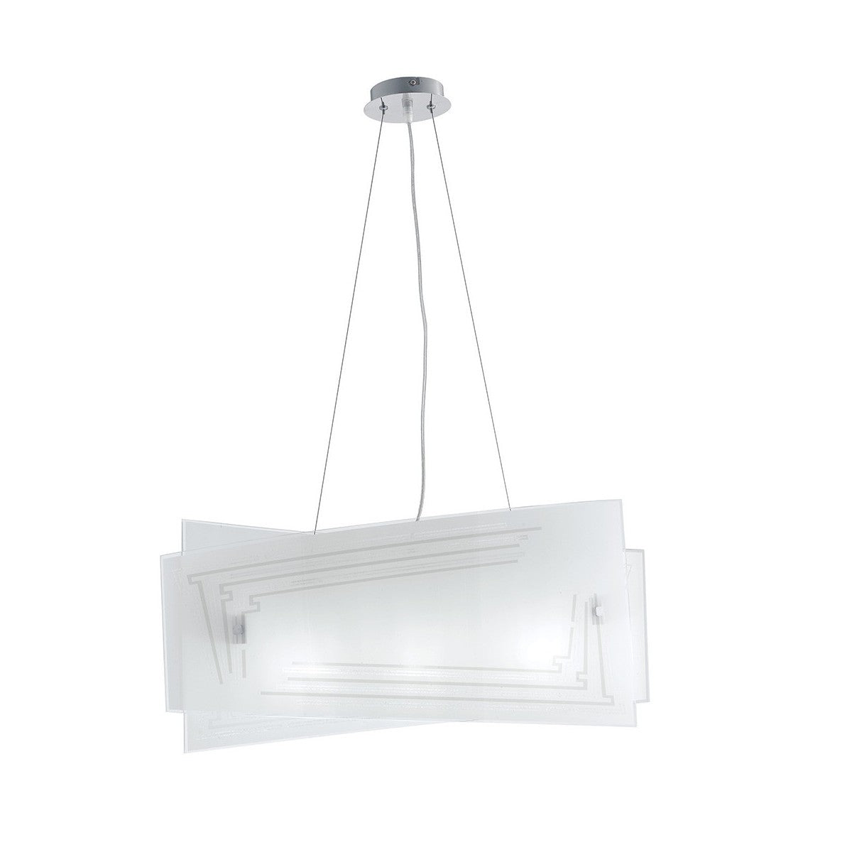 Sospensione in vetro bianco con decori in granigliato 60x20cm 4XE27 non incl. CONCEPT Sospensione in vetro bianco con decori in granigliato 60x20cm 4XE27 non incl. CONCEPT